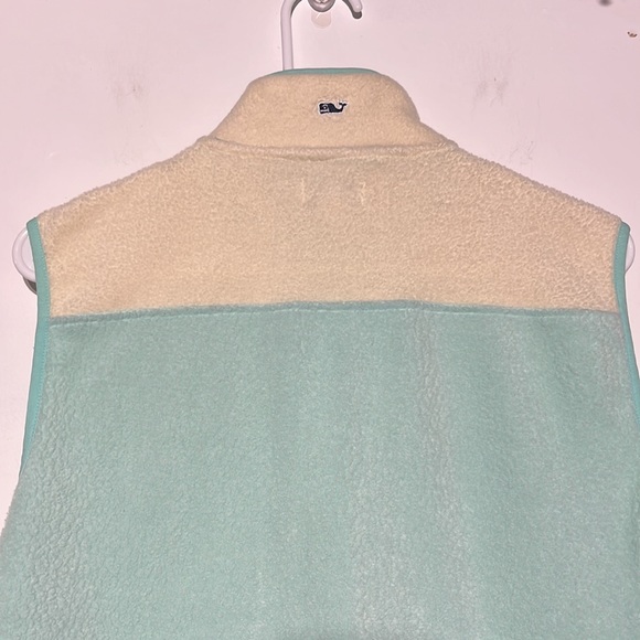 Vineyard Vines Girl's Teal White Sherpa Full Zip Vest Size XL - Picture 8 of 9